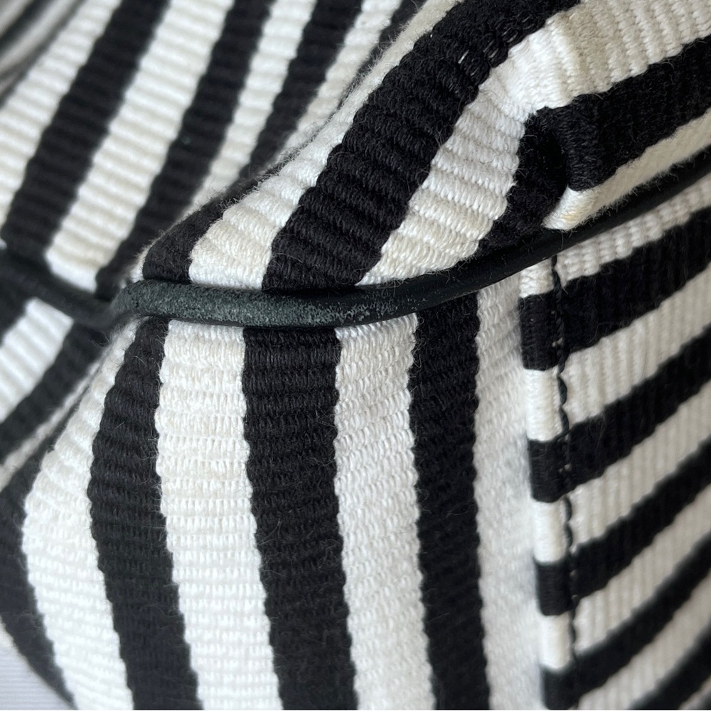 Kate Spade Black White Striped Crossbody Bag Canvas Leather Trim Convertible - Picture 12 of 16